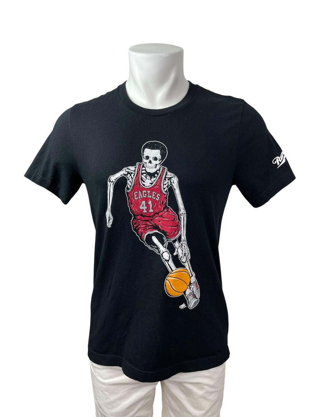 Runaway Men's Black Eagles 41 Skeleton Player Basketball T Shirt Tee Top Size M